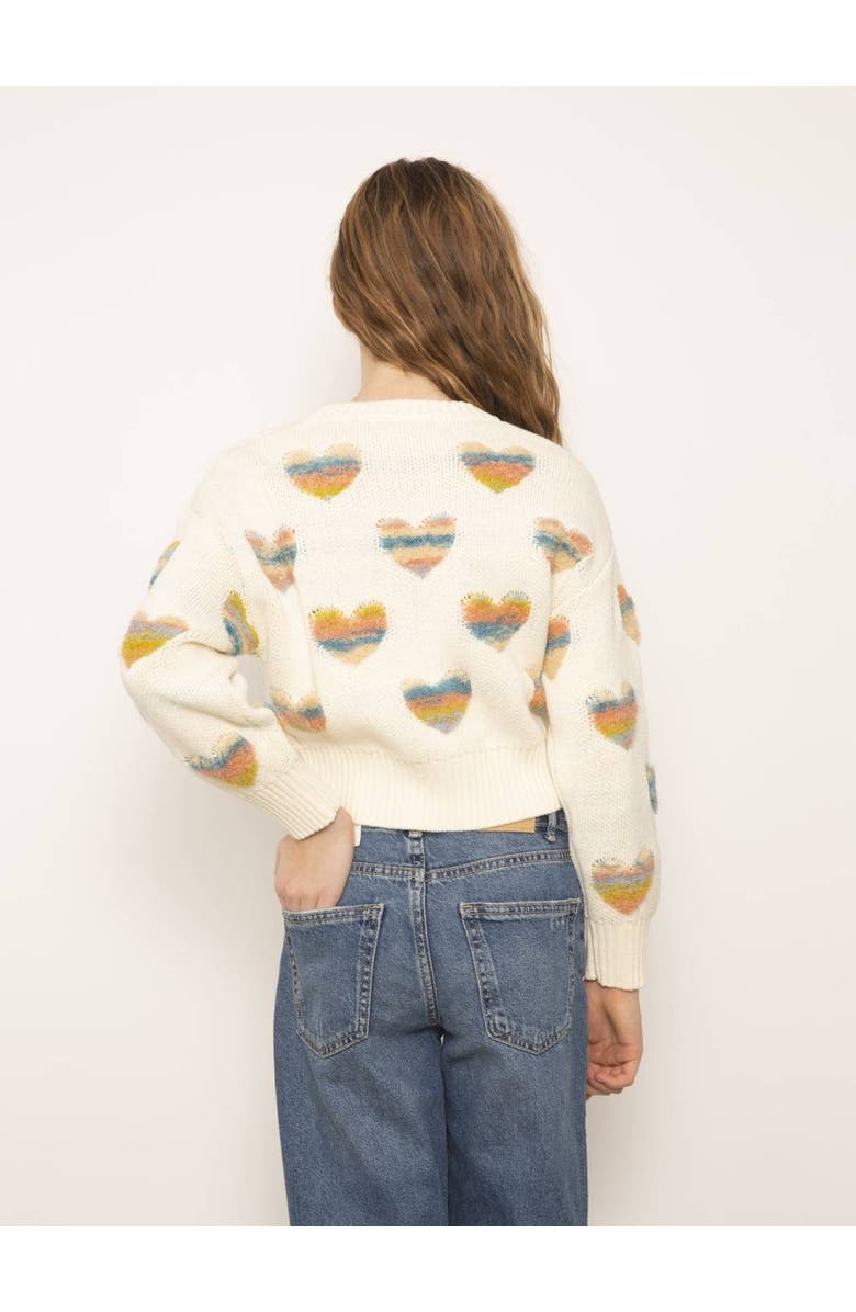 Central Park West Janna Textured Hearts Crew, Alternate, color, Ivory Multi