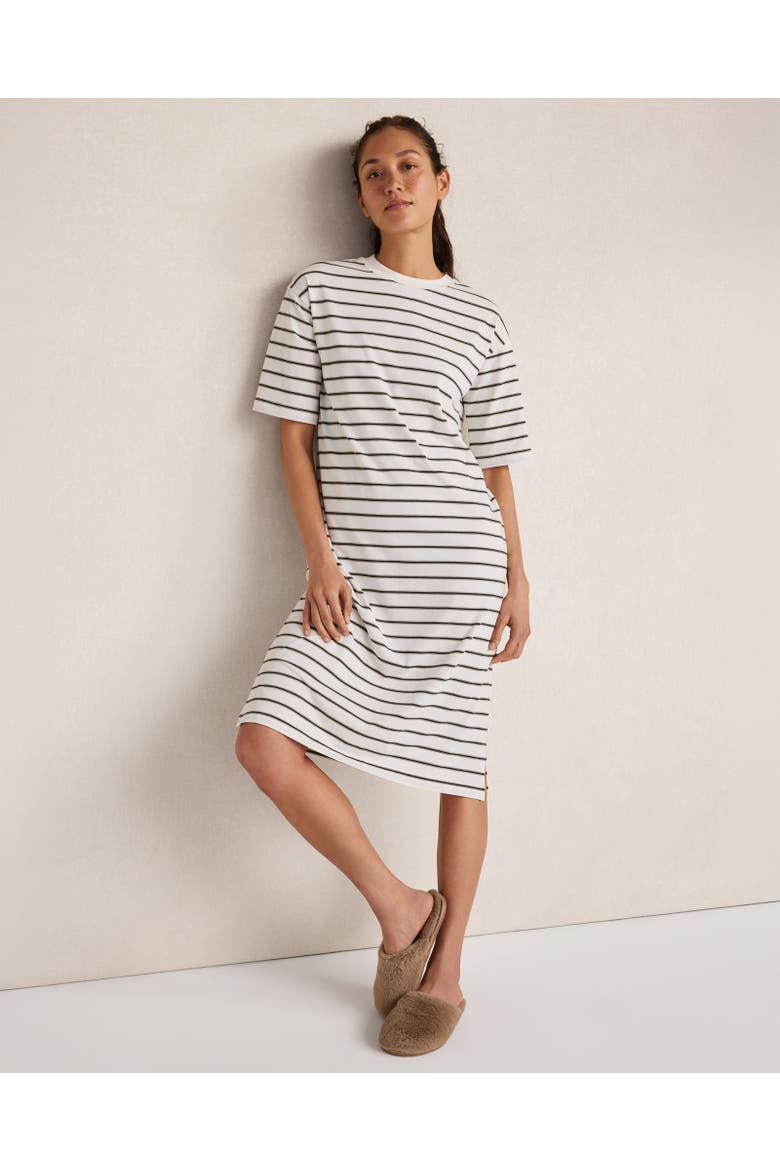 Organic Cotton Jersey Striped T-Shirt Dress, Main, color, Ivory/Full Moon Stripe