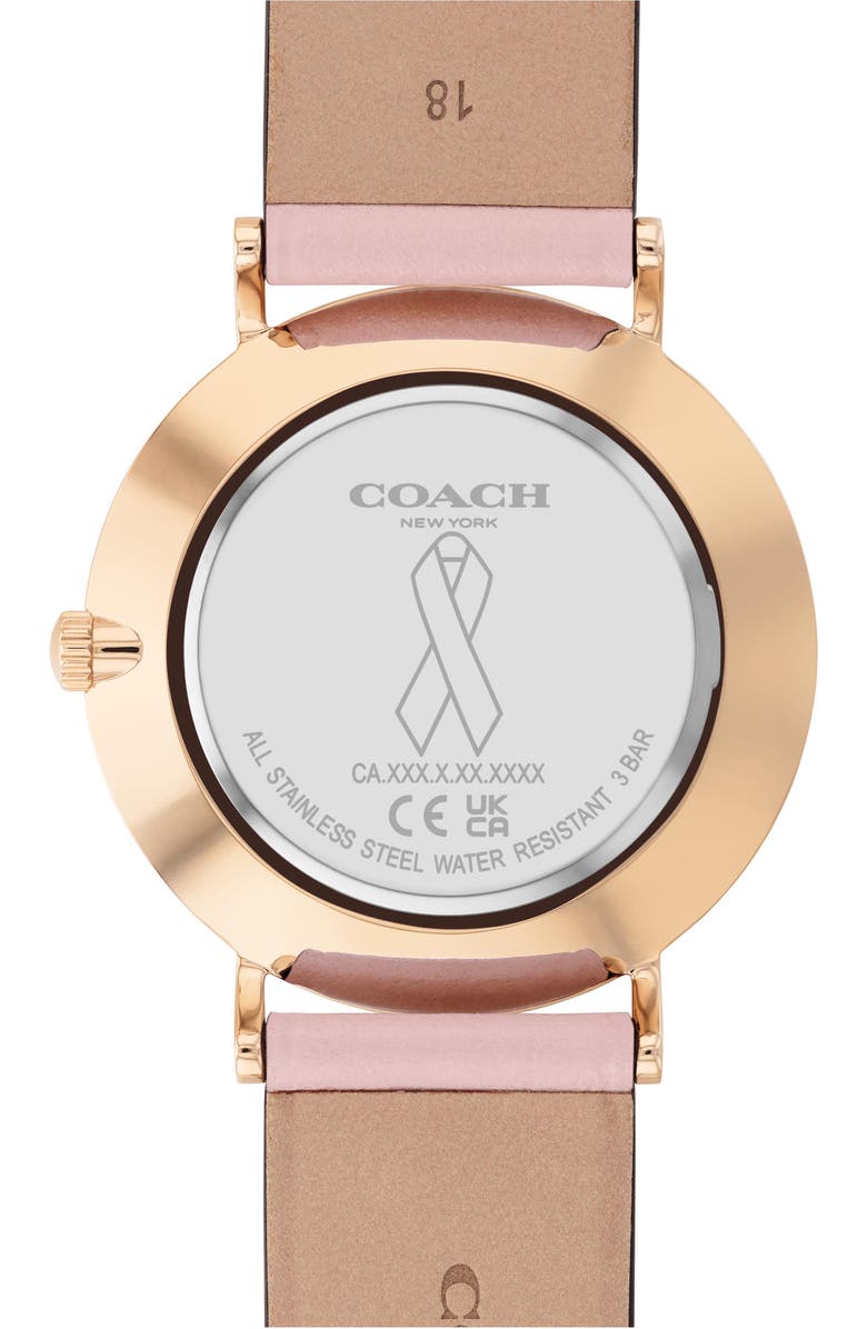 COACH Perry Breast Cancer Awareness Leather Strap Watch, 36mm, Alternate, color, 