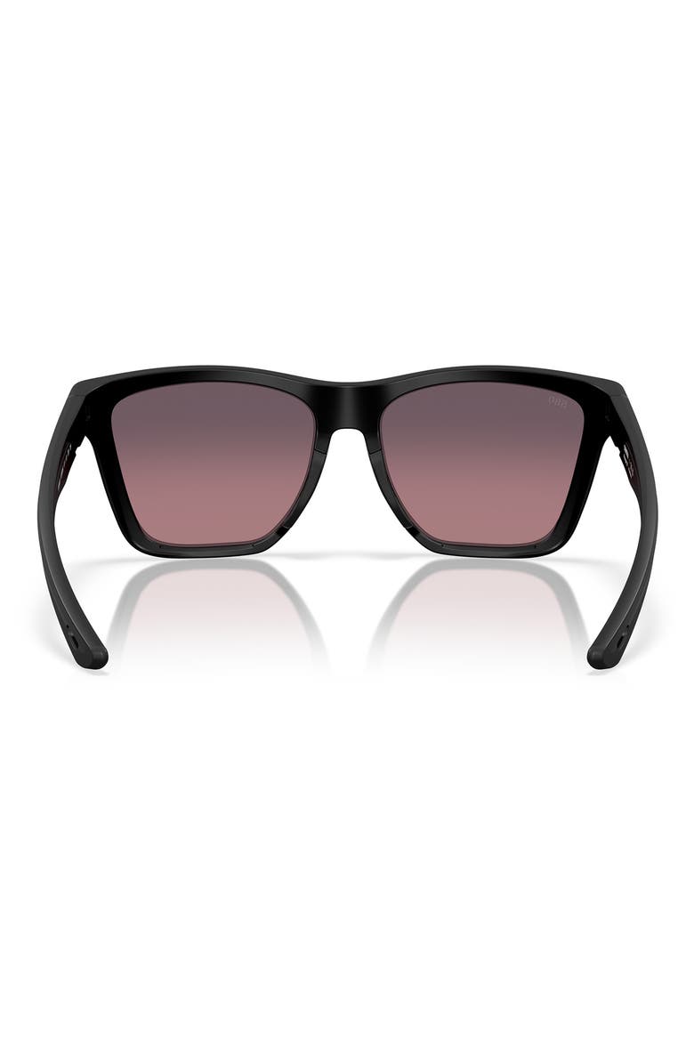 57mm Polarized Rectangular Sunglasses, Alternate, color, MATTE BLACK/ ROSE 580G