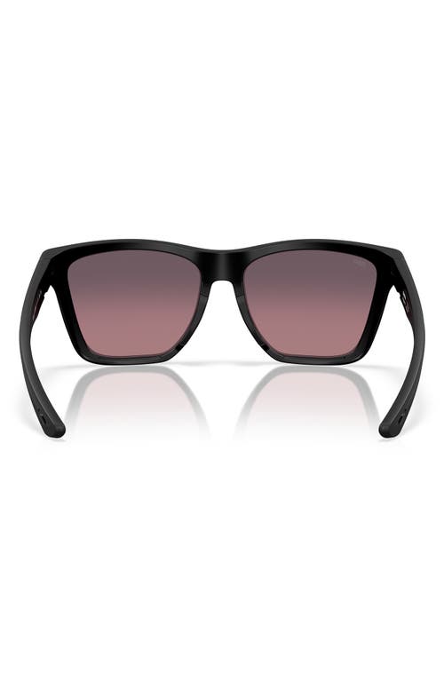 Costa Del Mar 57mm Polarized Rectangular Sunglasses In Matte Black/rose 580g