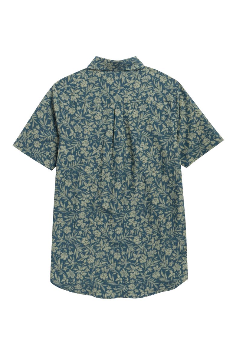 Kids' Oasis Print Short Sleeve Button-Up Shirt, Alternate, color, DARK SLATE