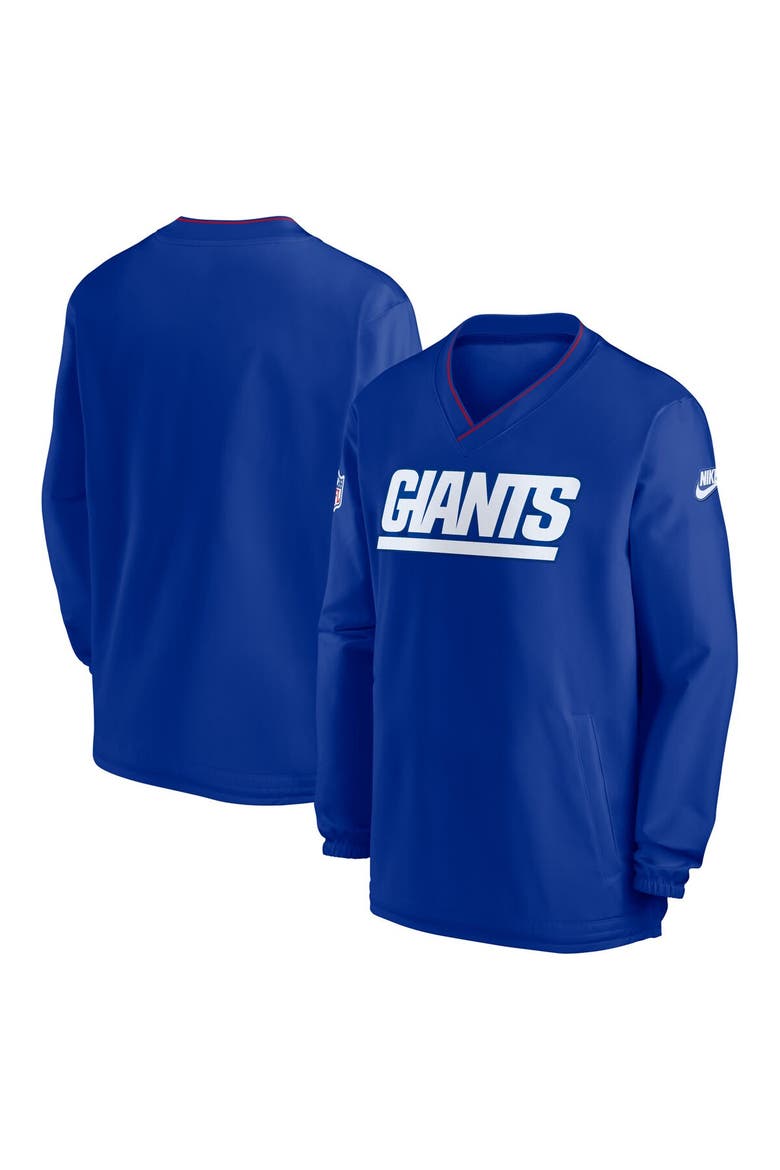 Men's Nike Royal New York Giants 2024 Sideline Throwback Logo Long-Sleeve V-Neck Windshirt, Main, color, Royal