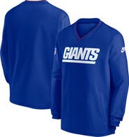 Nike Men's Nike Royal New York Giants 2024 Sideline Throwback Logo Long-Sleeve V-Neck Windshirt