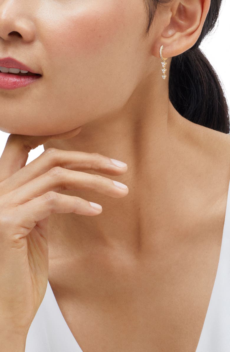 Frankie & Zoe 10K Yellow Gold Lab Grown Diamond Drop Huggie Hoop Earrings, Alternate, color, Yellow Gold