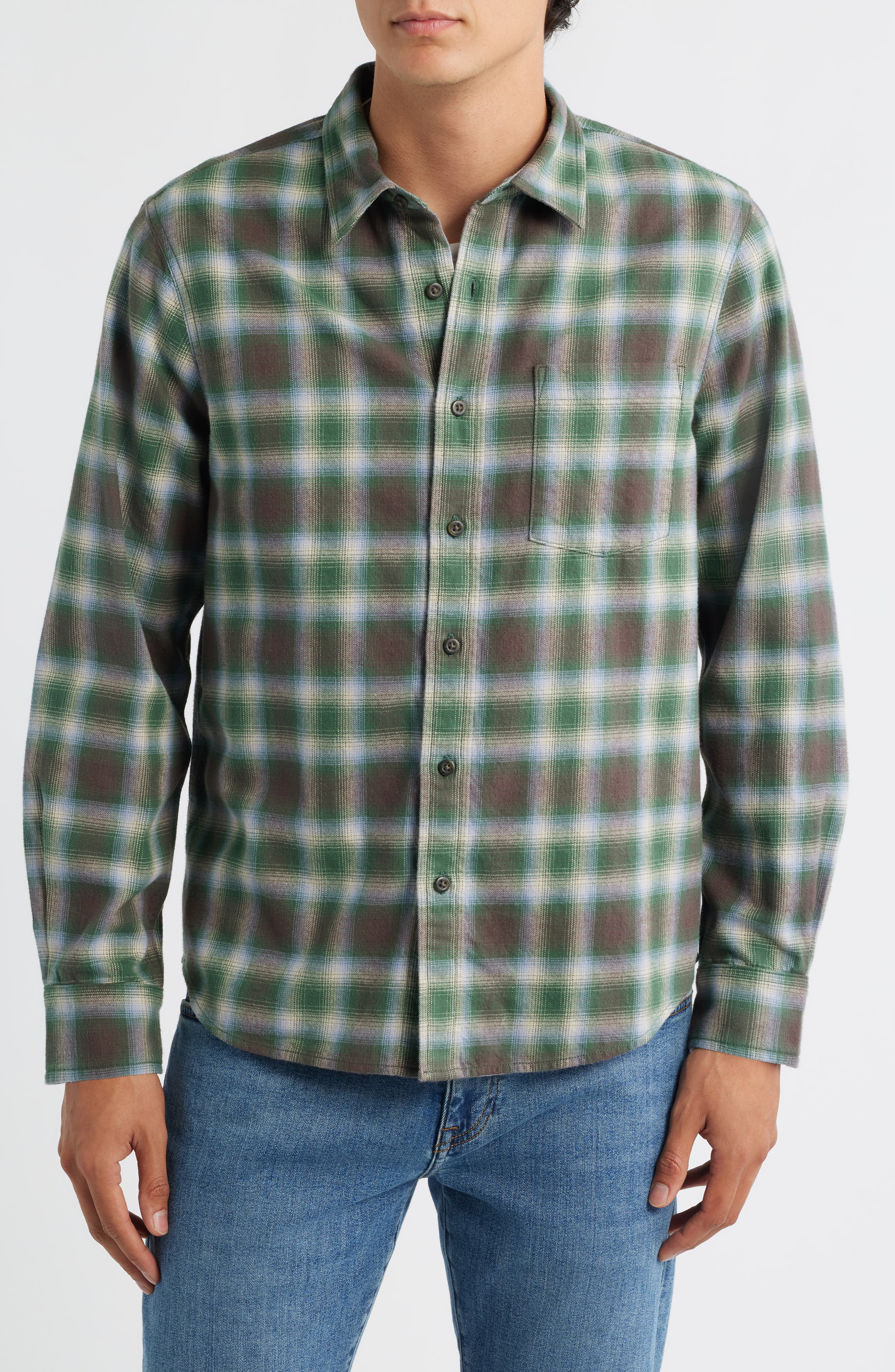Plaid Flannel Button-Up Shirt - image 4