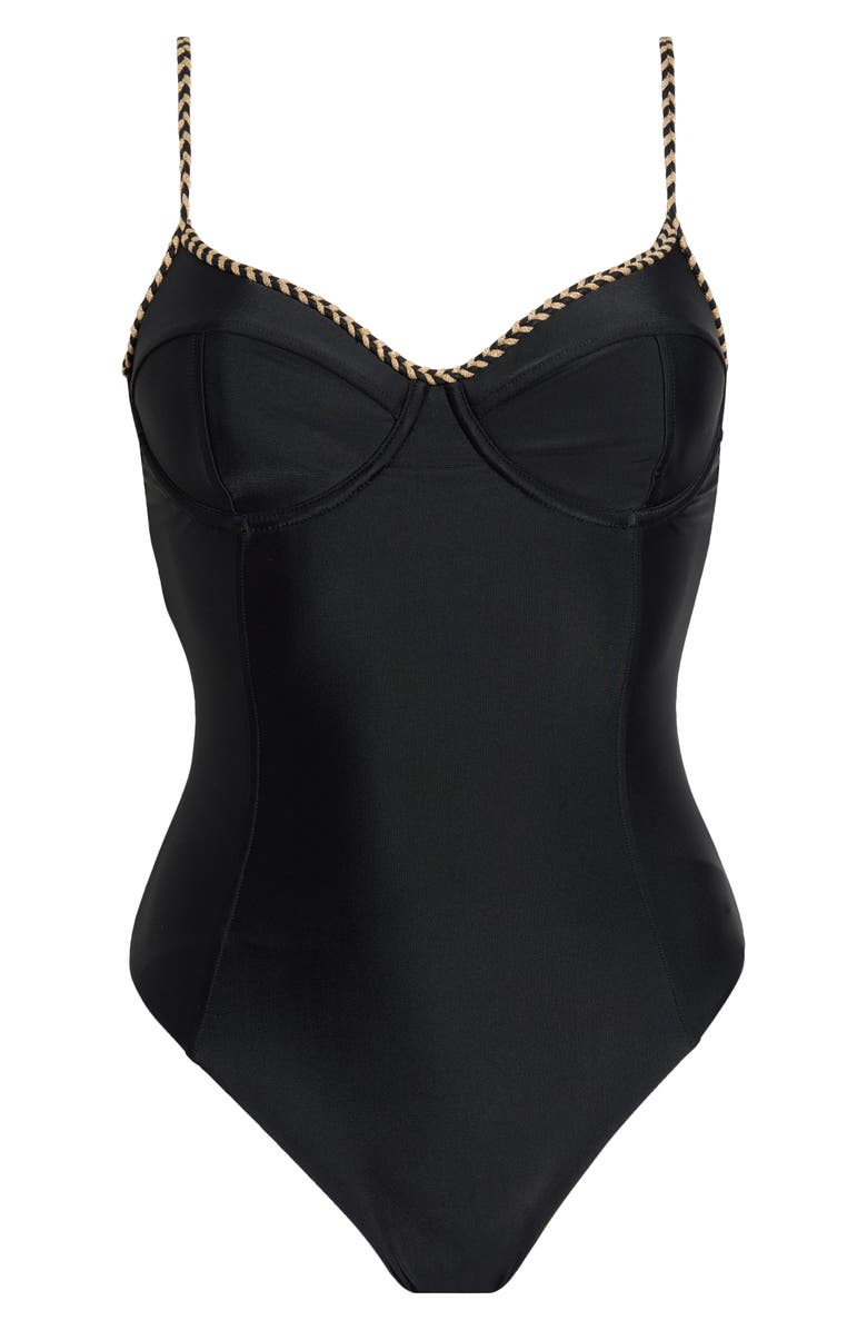 Ramy Brook Jayda Braided One-Piece Swimsuit, Alternate, color, Black