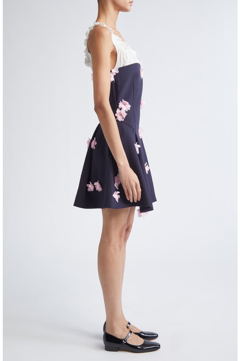 Floral Appliqué Mixed Media Fit & Flare Cocktail Dress, Alternate, color, PINK PETUNIA