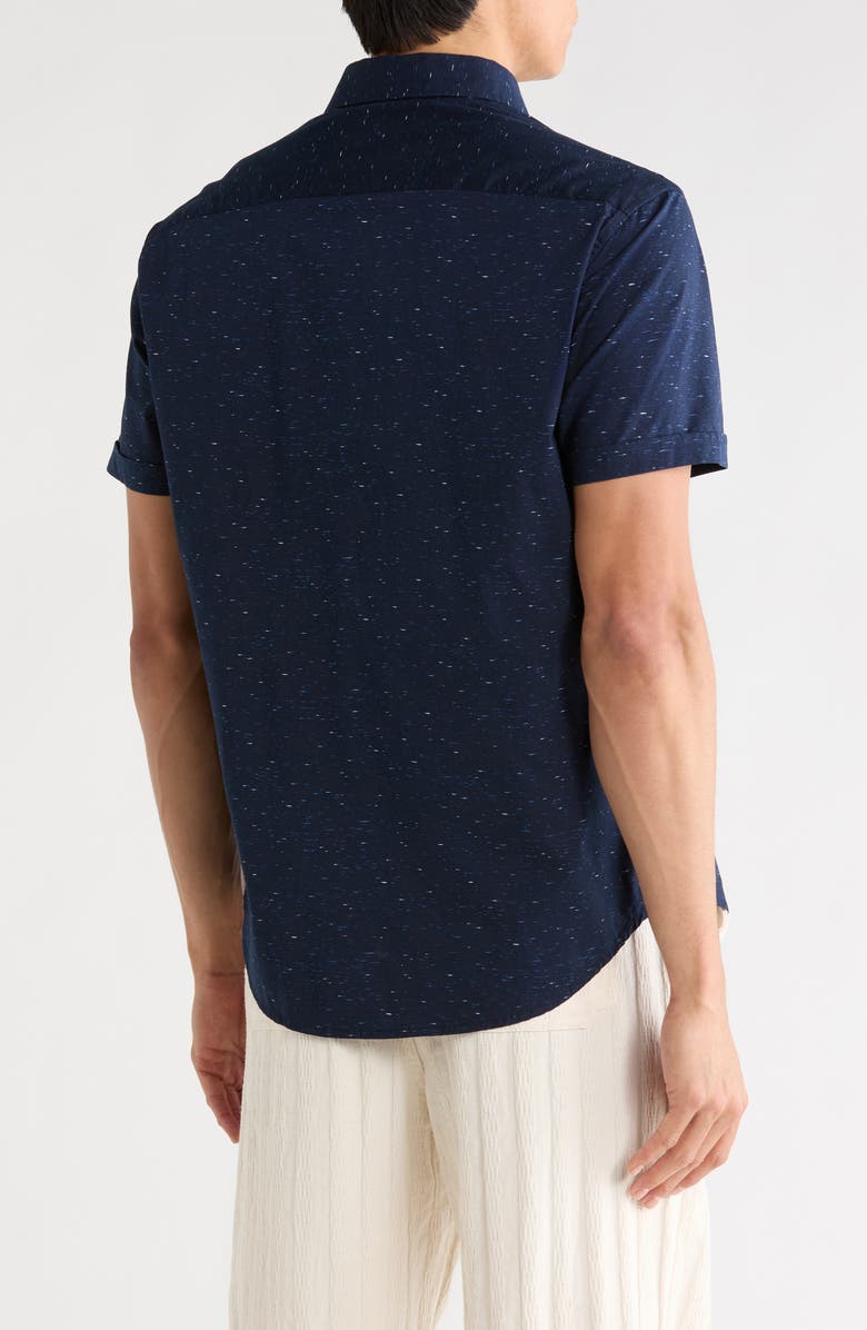 DENIM AND FLOWER Short Sleeve Button-Up Shirt, Alternate, color, Navy Space Dye