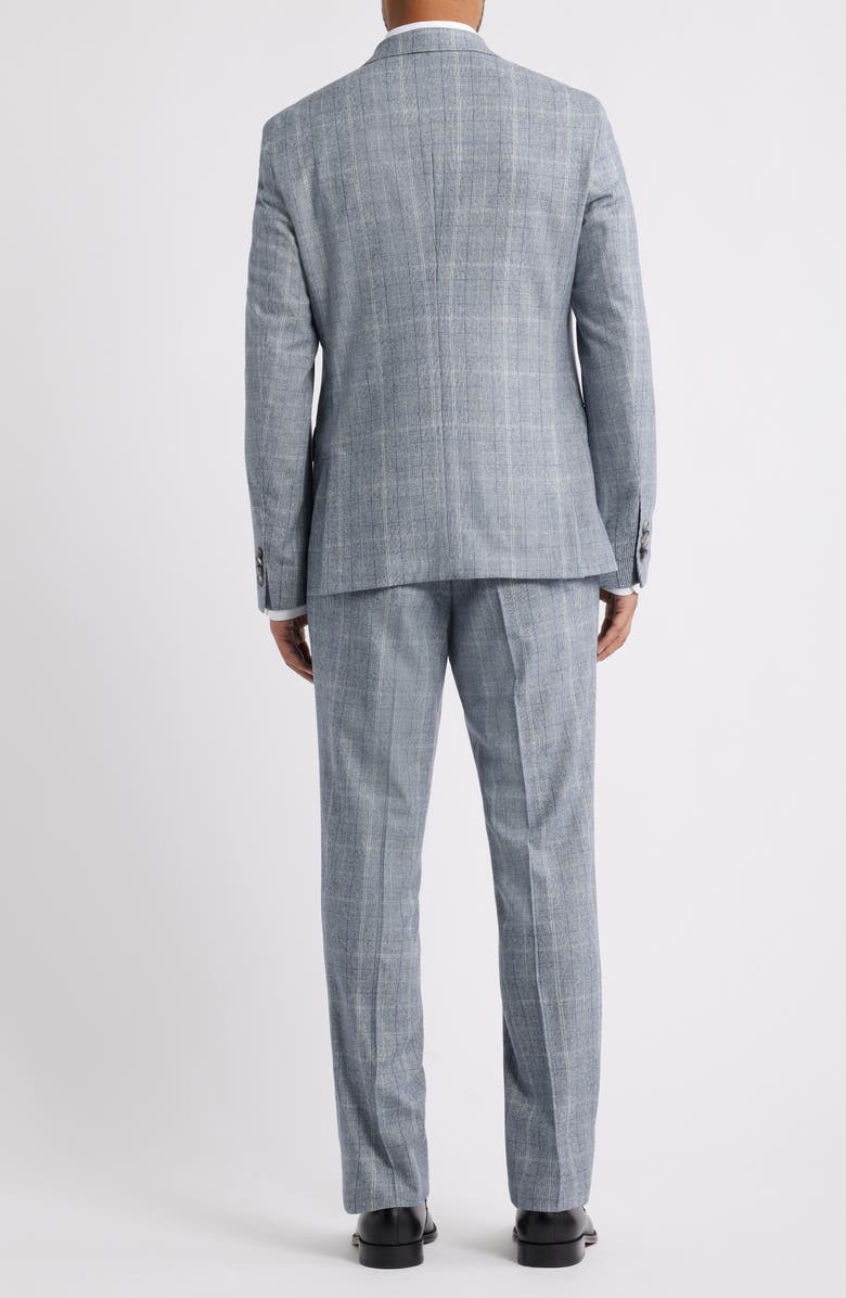 BOSS Huge Slim Fit Grey Glen Check Wool Suit, Alternate, color, Open Blue
