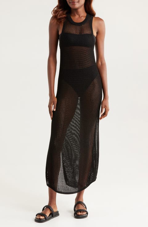 Sheer Open Knit Cover-Up Dress