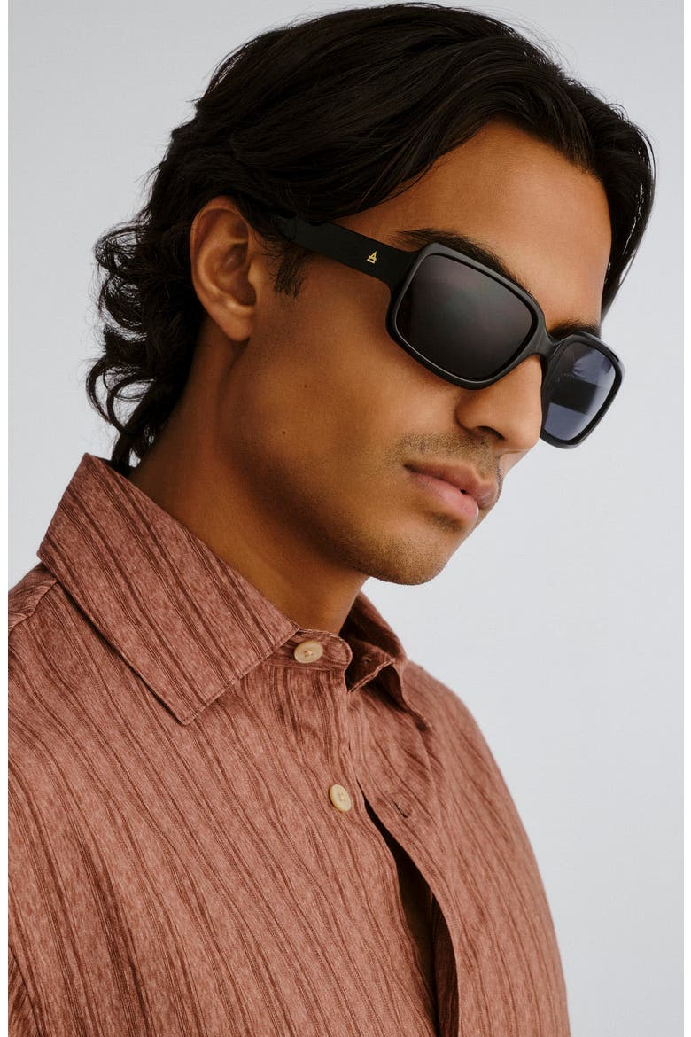 Ignite 52mm Rectangular Sunglasses, Alternate, color, BLACK / SMOKE MONO