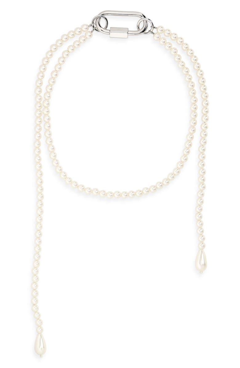 Simone Rocha Faux Pearl Carabiner Necklace, Main, color, Pearl