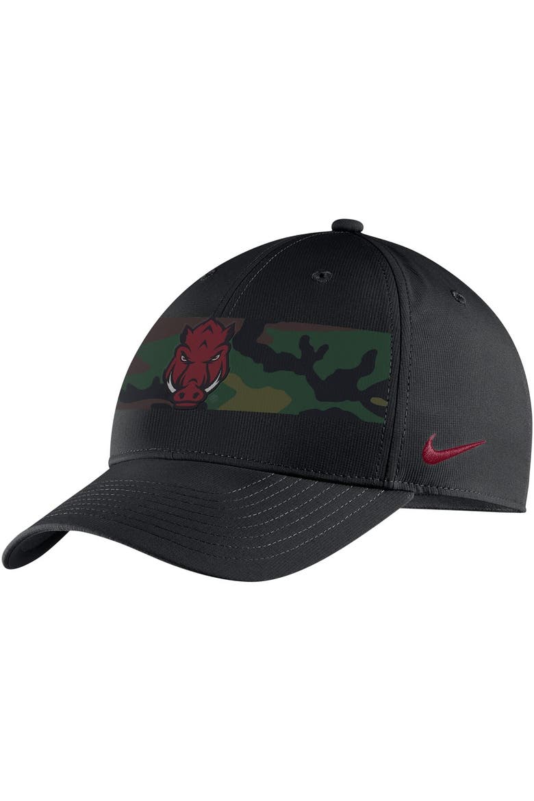 Men's Nike Black Arkansas Razorbacks Military Pack Camo Legacy91 Adjustable Hat, Main, color, Black