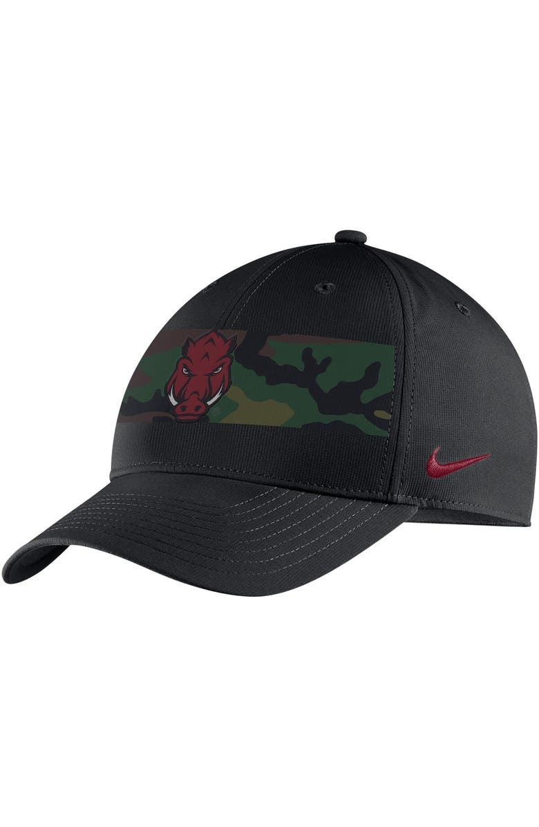 Nike Men's Nike Black Arkansas Razorbacks Military Pack Camo Legacy91 Adjustable Hat, Main, color, 