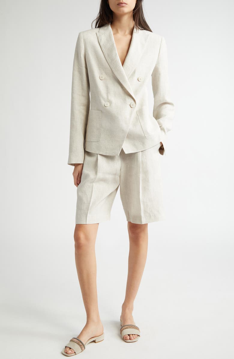 Eleventy Linen Blend Belted Bermuda Shorts, Alternate, color, 