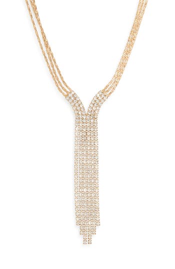 Nordstrom Rack Crystal Y-necklace In Gold