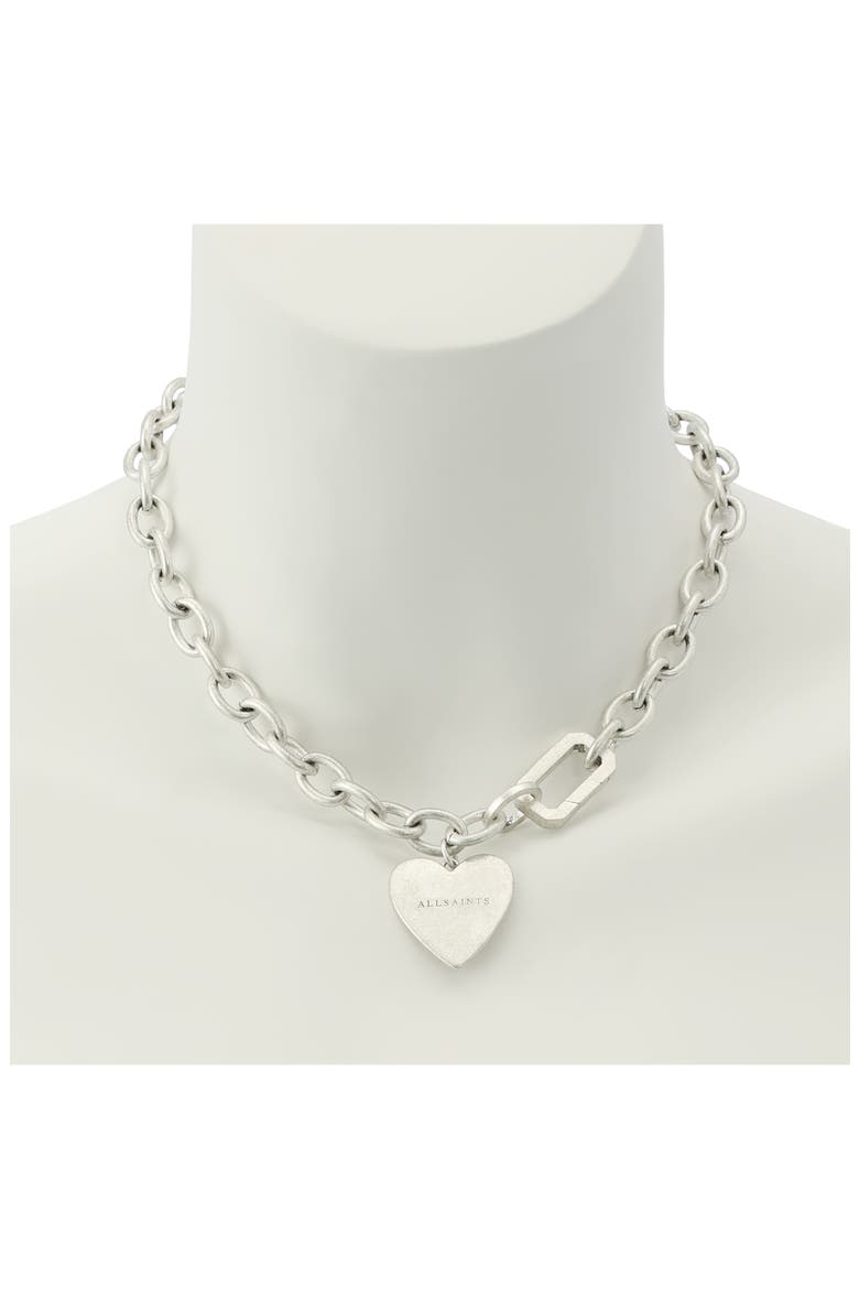 Heart Charm Chain Link Necklace, Alternate, color, WARM SILVER