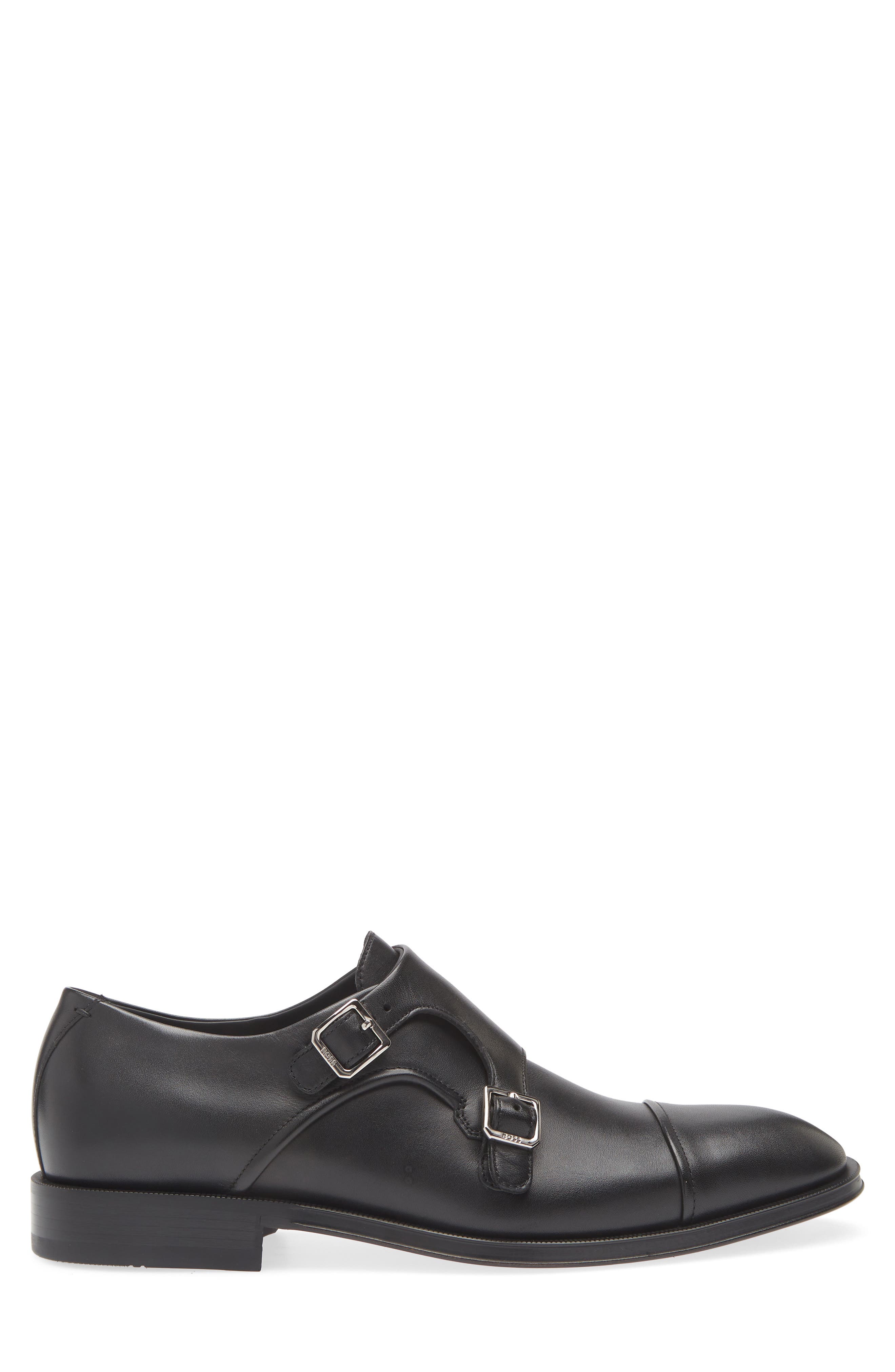 BOSS Derrek Double Monk Strap Cap Toe Shoe, Alternate, color, Black