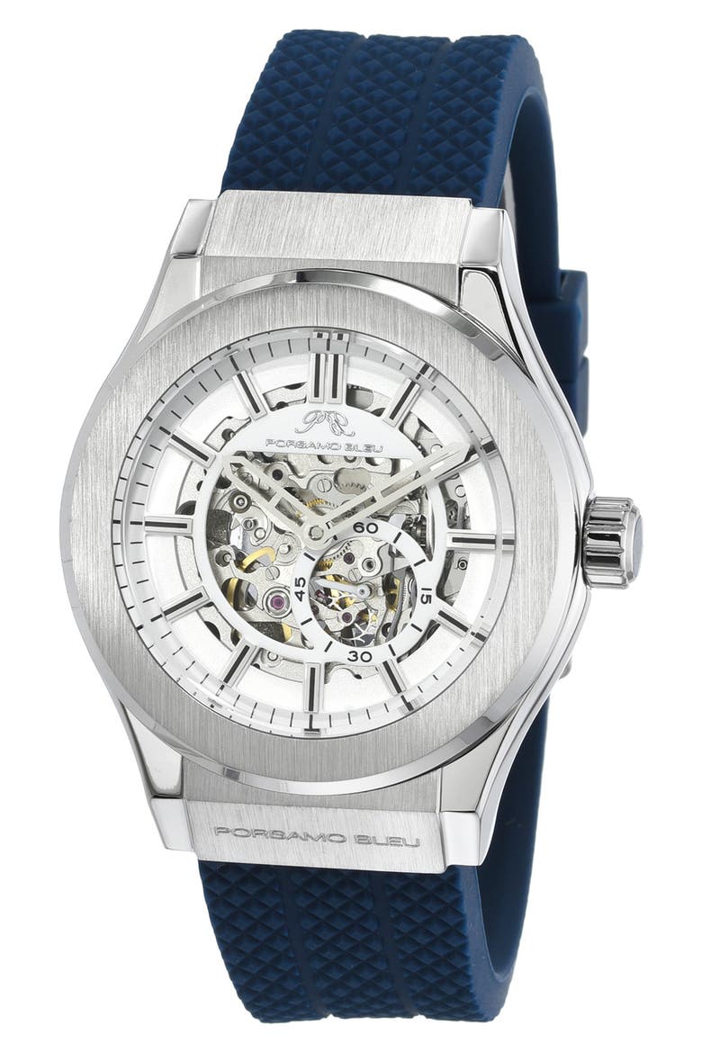Cruz Silicone Automatic Watch, 45mm, Main, color, BLUE