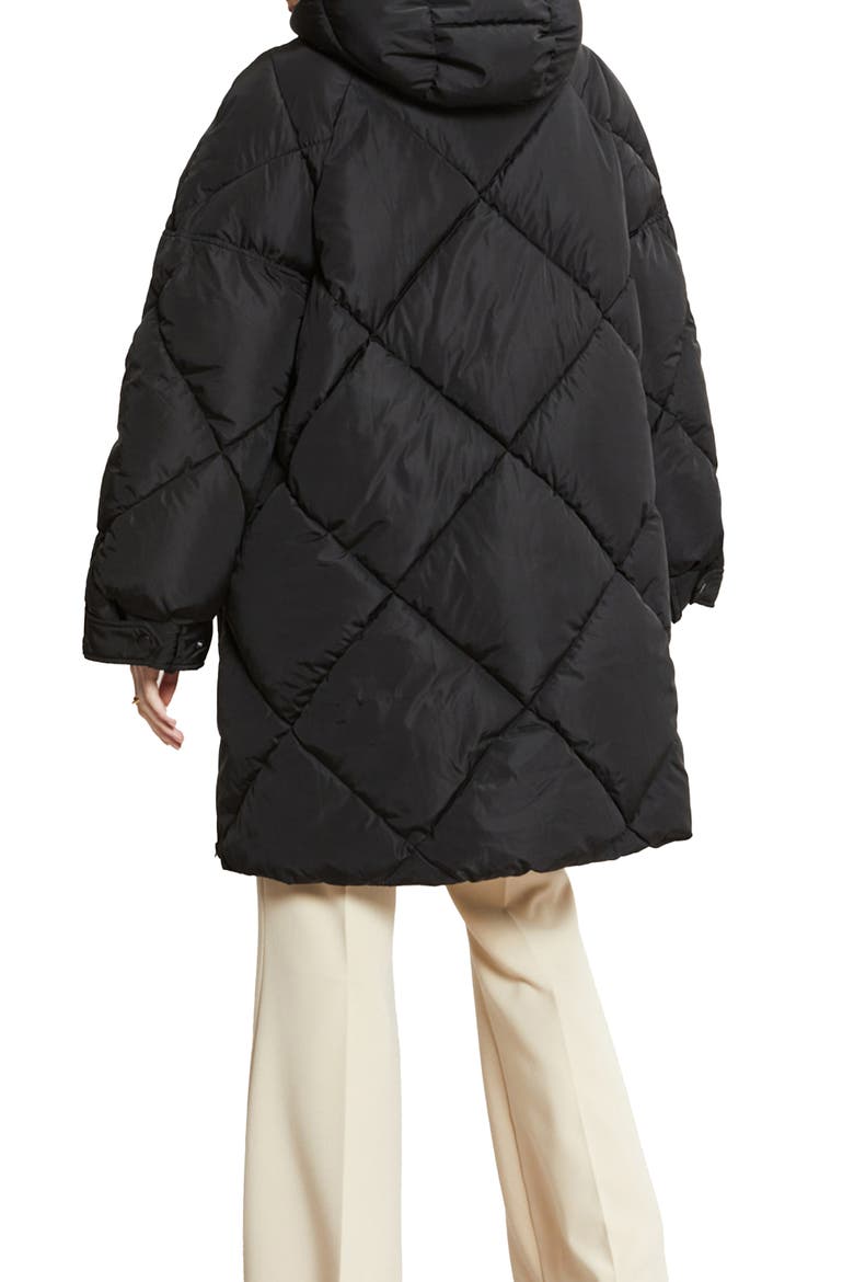 Midi Quilted Puffer Jacket, Alternate, color, Black