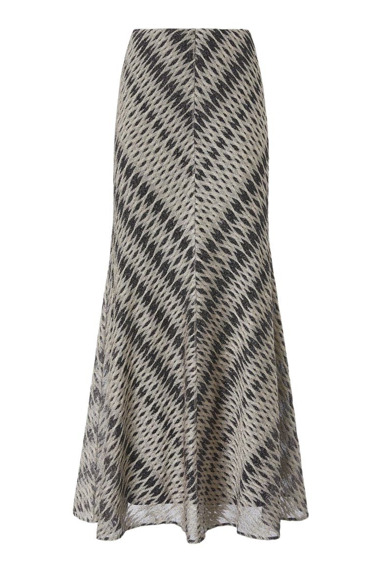 Long Skirt In Viscose Blend With 3d Diamond Pattern, Alternate, color, Beige