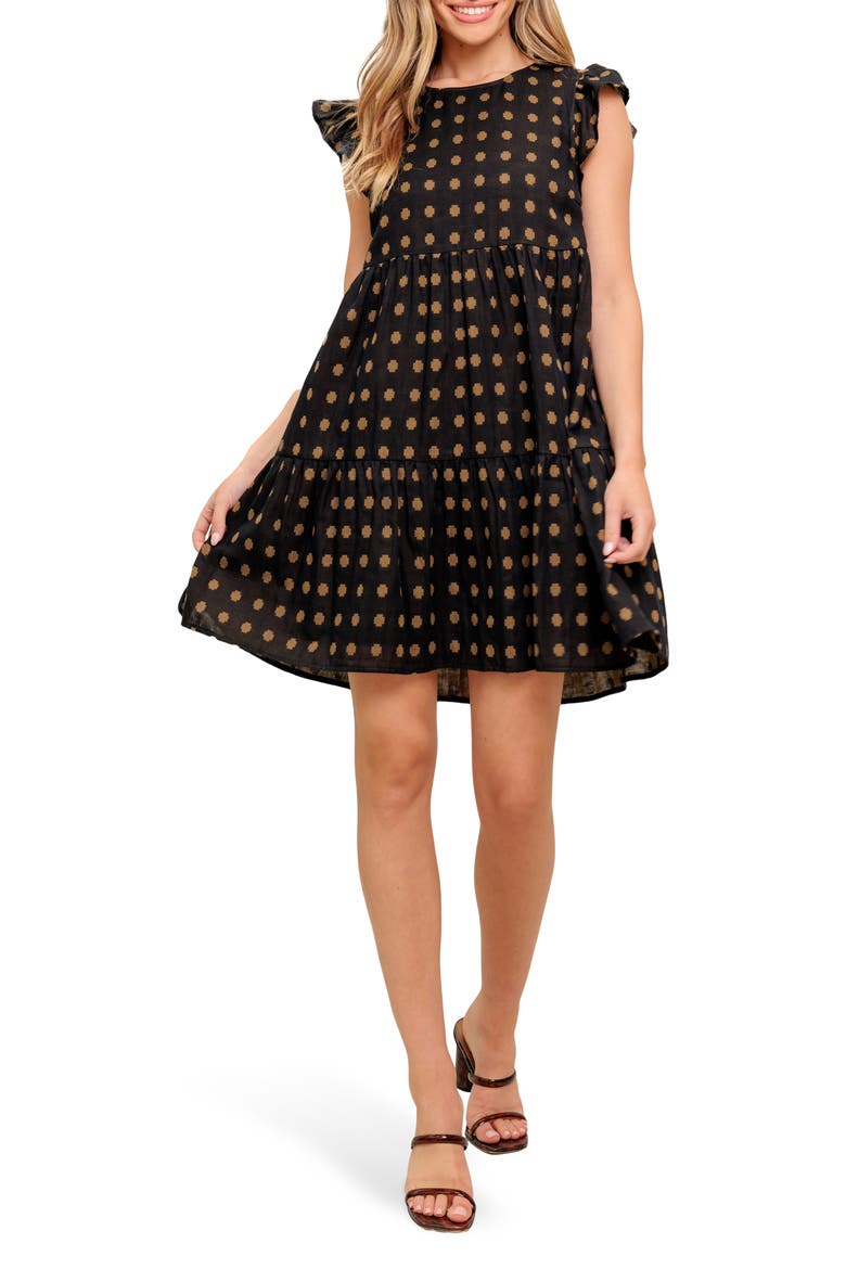 Babydoll Minidress, Main, color, BLACK BROWN