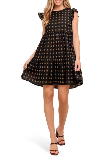 Flying Tomato Babydoll Minidress In Black