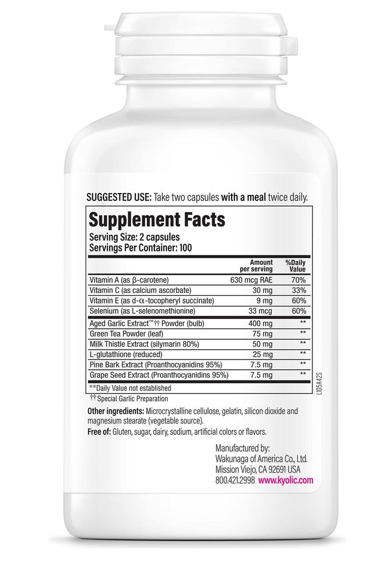 Aged Garlic Extract Formula 105, Detox & Anti-Aging, 200 Capsules, Alternate, color, None