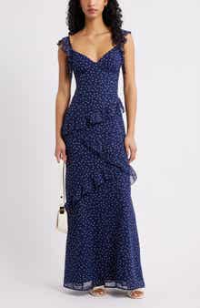 Asymmetric Ruffle Tiered Maxi Dress