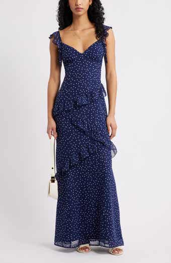 Asymmetric Ruffle Tiered Maxi Dress