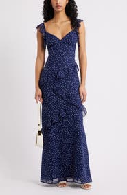 BP. Asymmetric Ruffle Tiered Maxi Dress