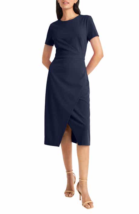 Maggy London Short Sleeve Tulip Hem Midi Dress