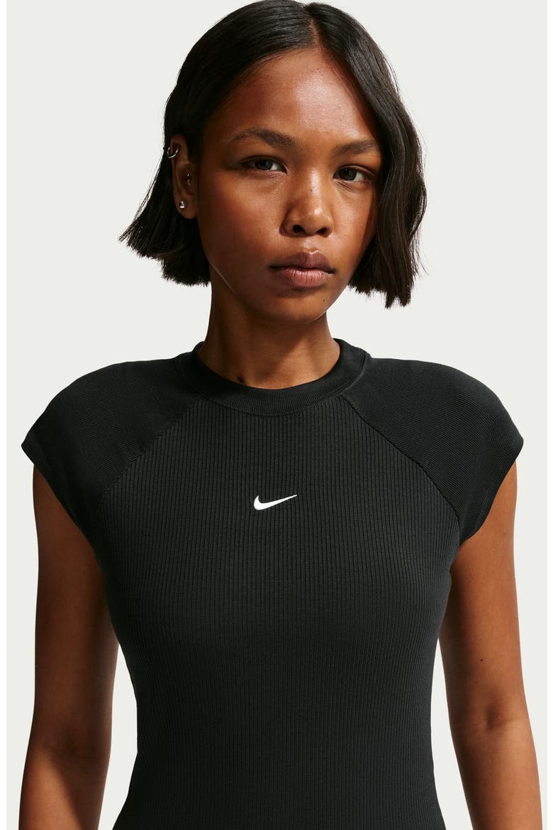 Chill Crop Rib T-Shirt, Alternate, color, BLACK/ SAIL