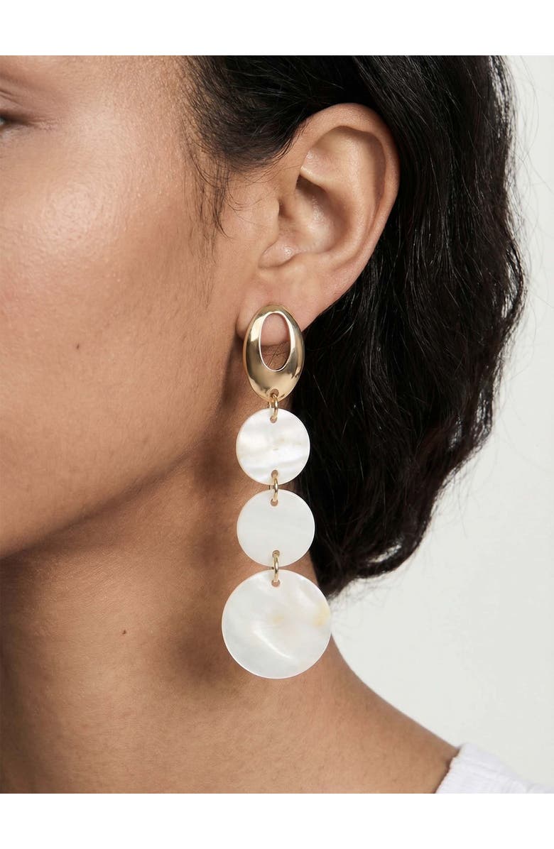 Ettika Disco Shell Drop Earrings, Alternate, color, White/ Gold