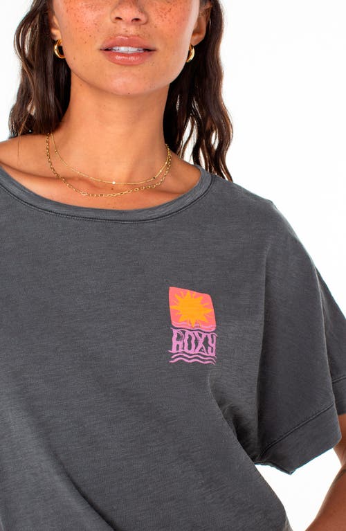 Roxy Sun Stamps Crop Cotton Graphic T-shirt In Phantom