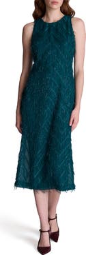 Kenneth Cole Fringe Racerback Midi Sheath Dress