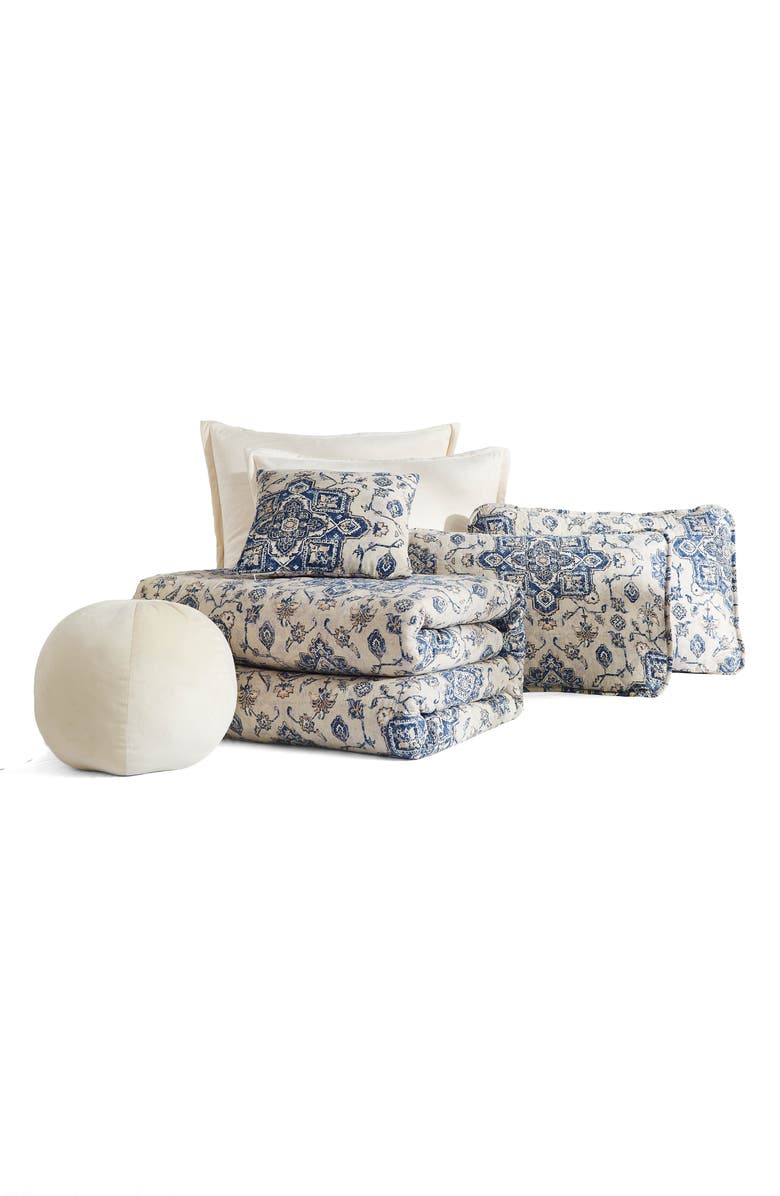 SOUTHSHORE FINE LINENS Persia 7-Piece Quilt Set, Main, color, Indigo