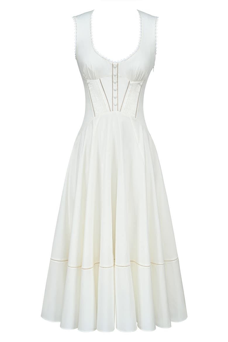 Solana Lace Detail Stretch Cotton Cocktail Dress, Alternate, color, WHITE