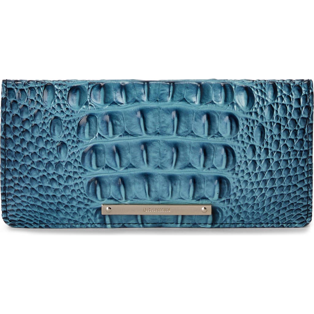 Brahmin Ady Croc Embossed Leather Wallet In Blue