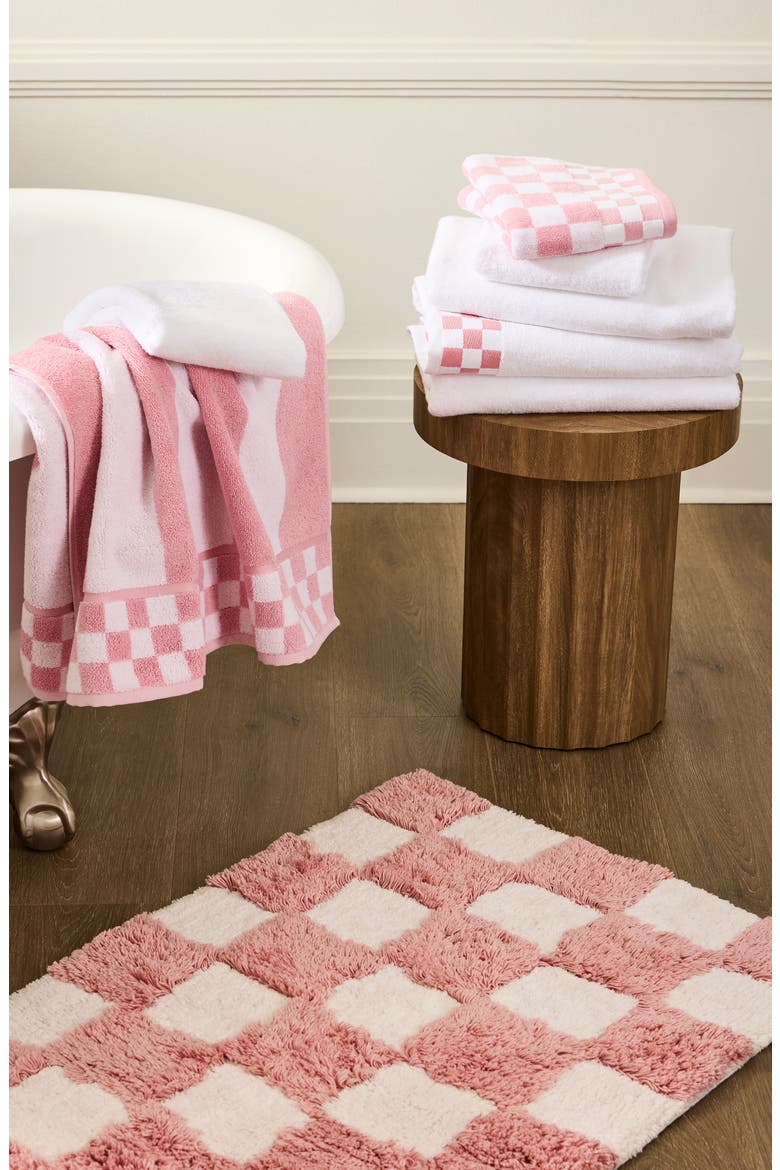 Checkerboard Pink Bath Rug, Alternate, color, PINK