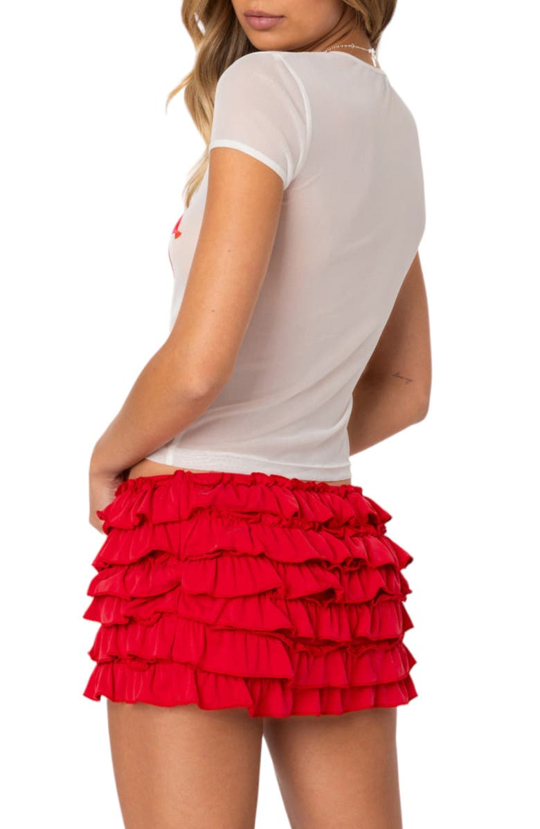 EDIKTED Aloha Floral Mesh Shrunken T-Shirt, Alternate, color, White