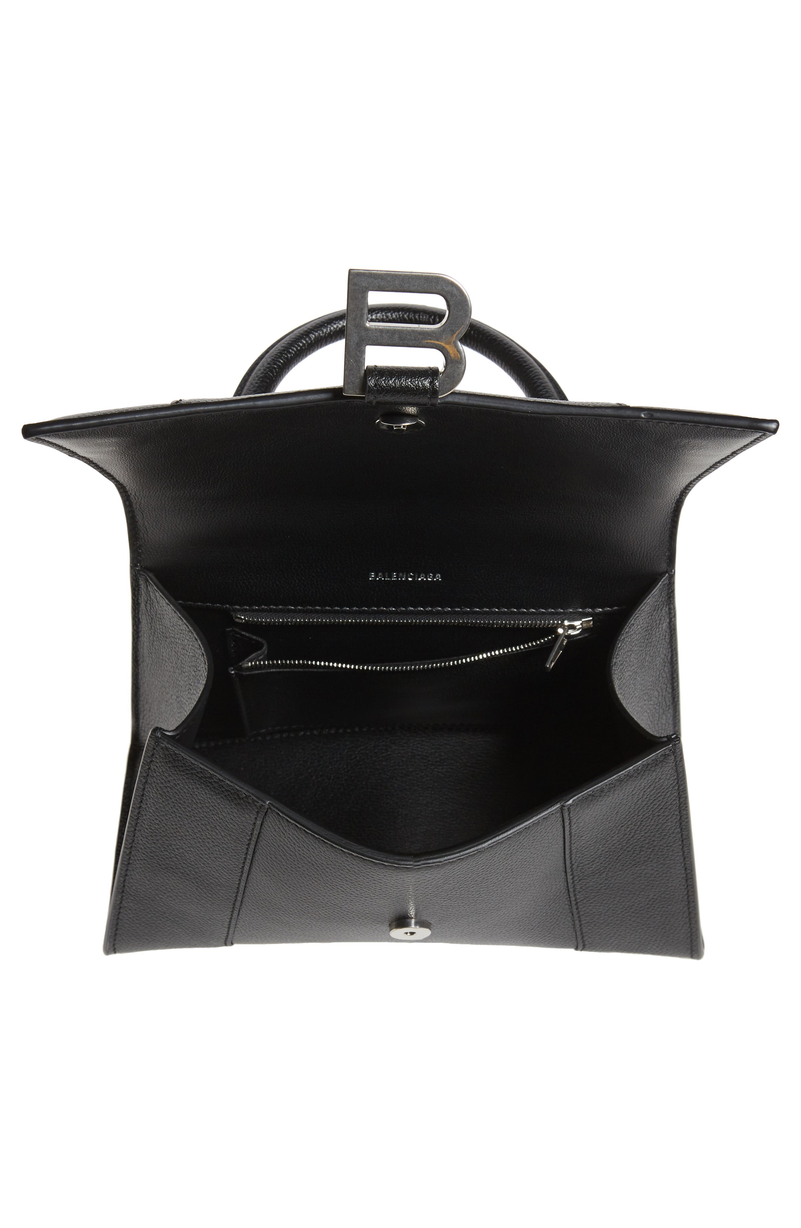 Balenciaga Small Hourglass Leather Top Handle Bag, Alternate, color, 