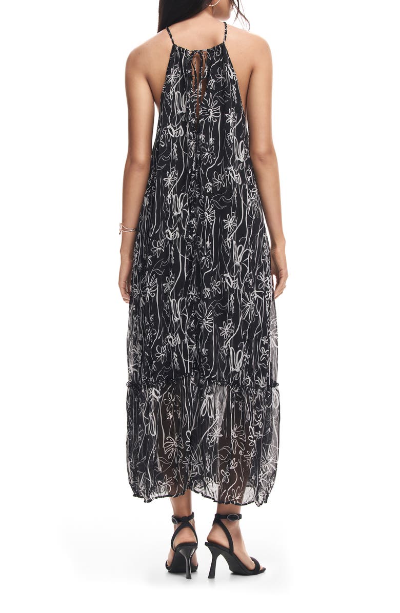 Desigual Floral Maxi Sundress, Alternate, color, Black