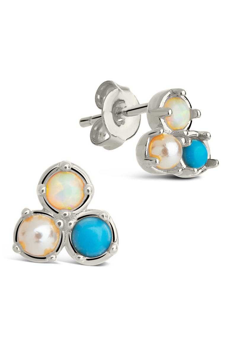 Bermuda Imitation Pearl Stud Earrings, Main, color, SILVER