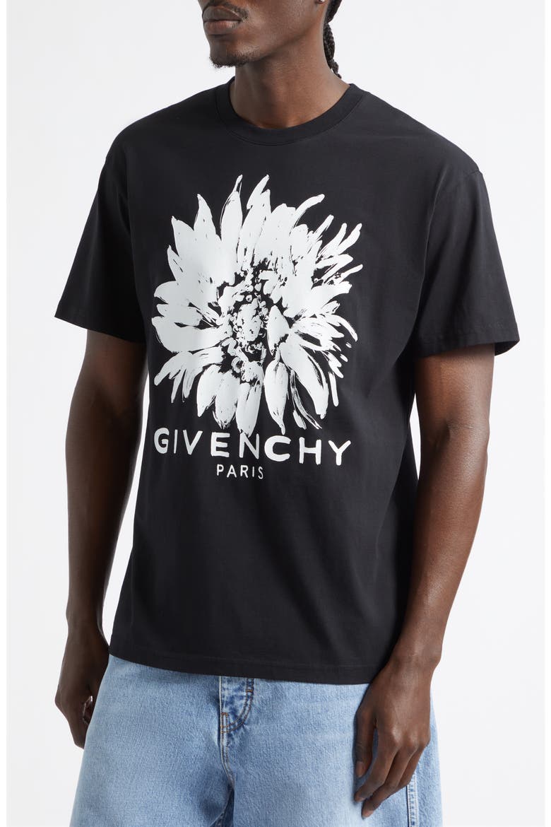 Flower Graphic Logo Cotton T-Shirt, Alternate, color, BLACK
