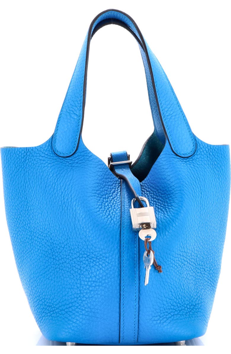 Pre-Owned Hermes Picotin Lock Bag Clemence PM, Main, color, Bleu Zanzibar