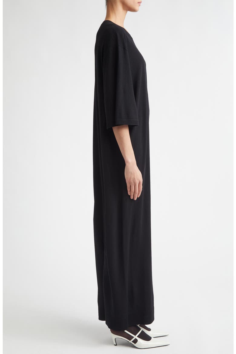 Merino Wool T-Shirt Sweater Dress, Alternate, color, BLACK