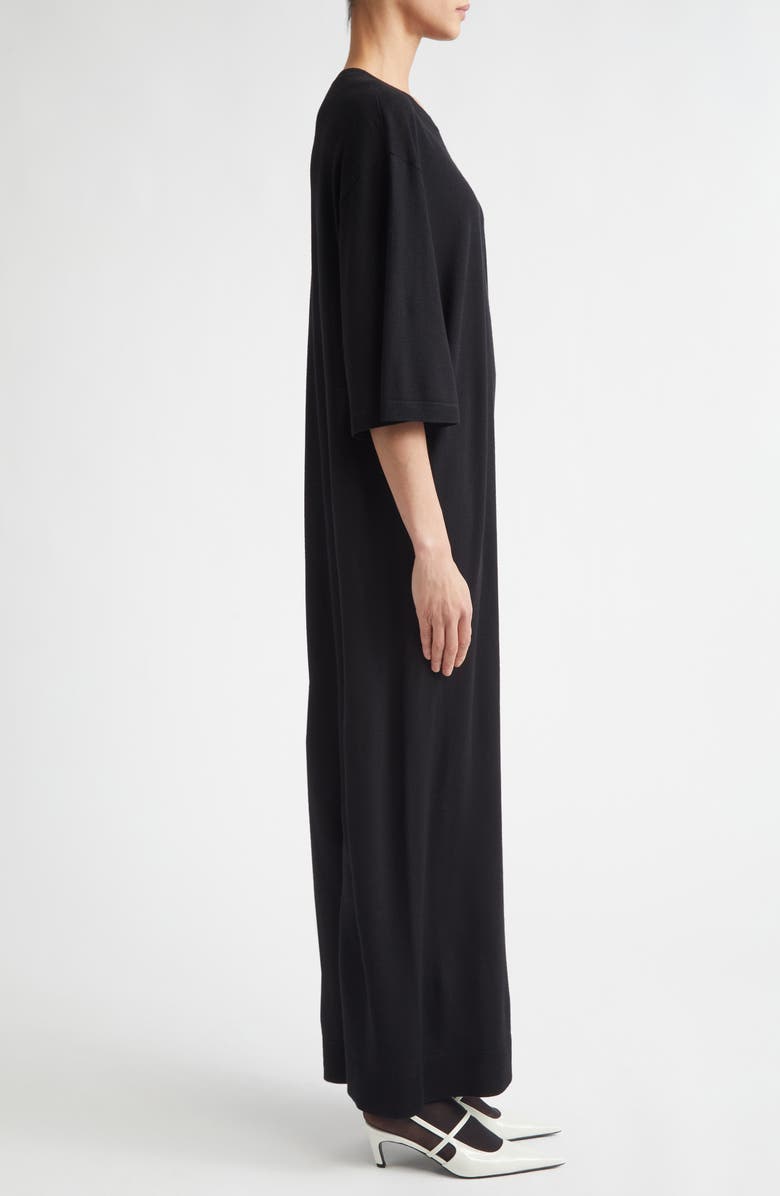 TOTEME Merino Wool T-Shirt Sweater Dress, Alternate, color, Black