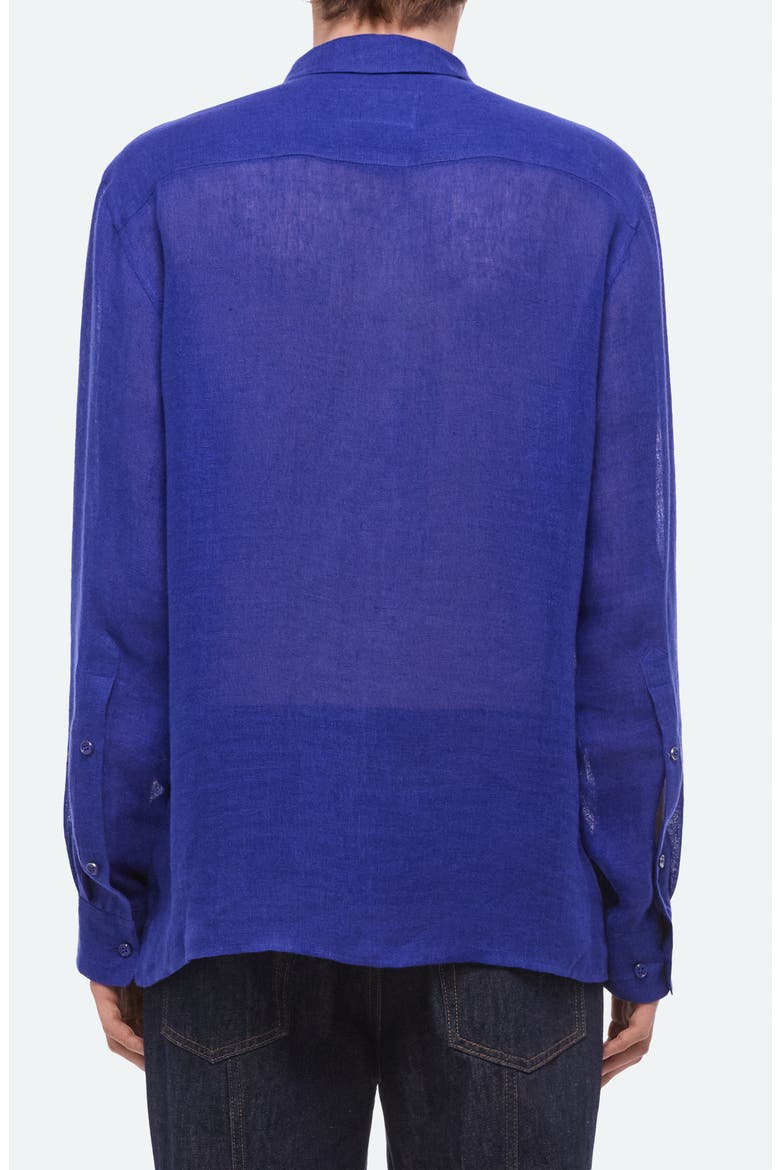 Relaxed Fit Linen Gauze Button-Up Shirt, Alternate, color, COBALT